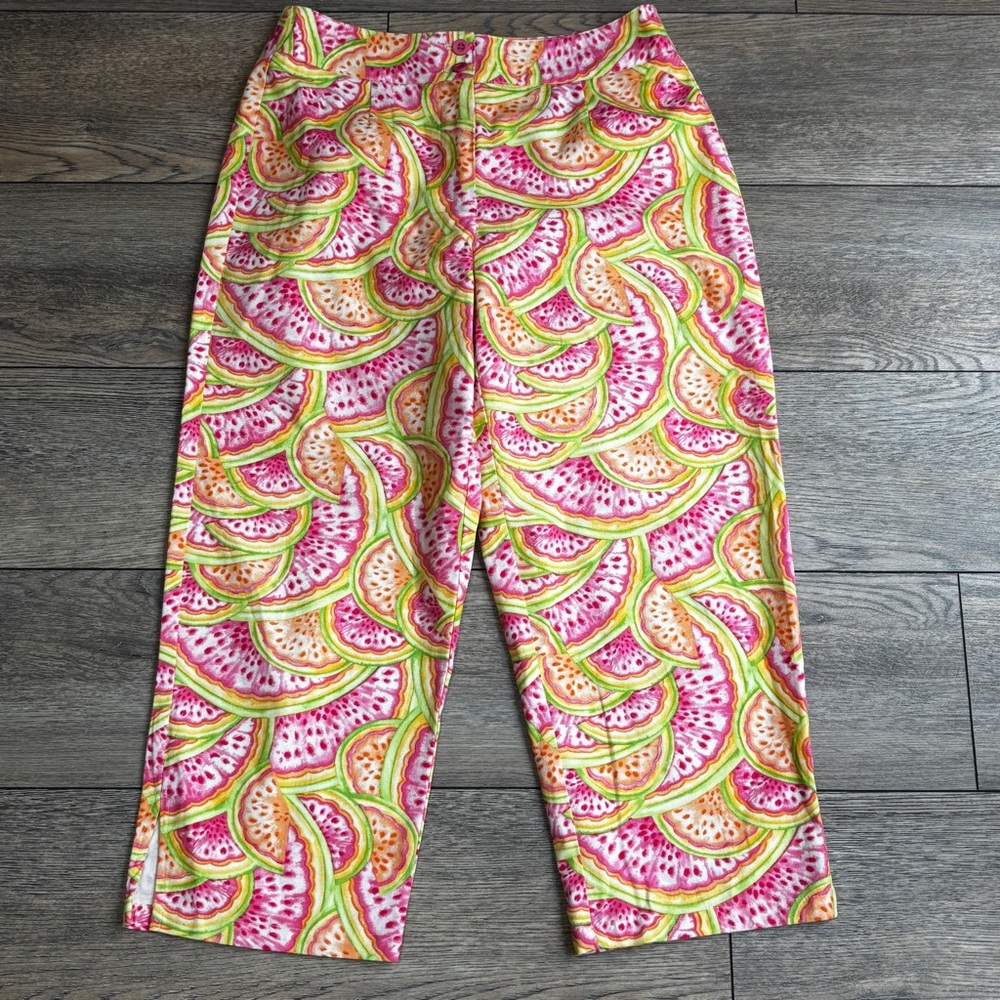Talbots Vintage Watermelon Fruit Summer Capri Pants Sz 6